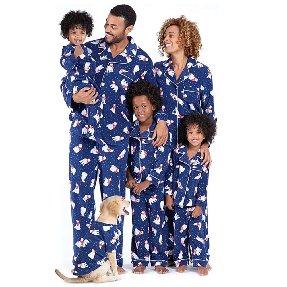 Blue Christmas Pajamas For Family